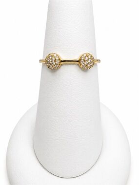 Crislu 18K over 925 Silver Double Pave CZ Ring.      Size 6.75